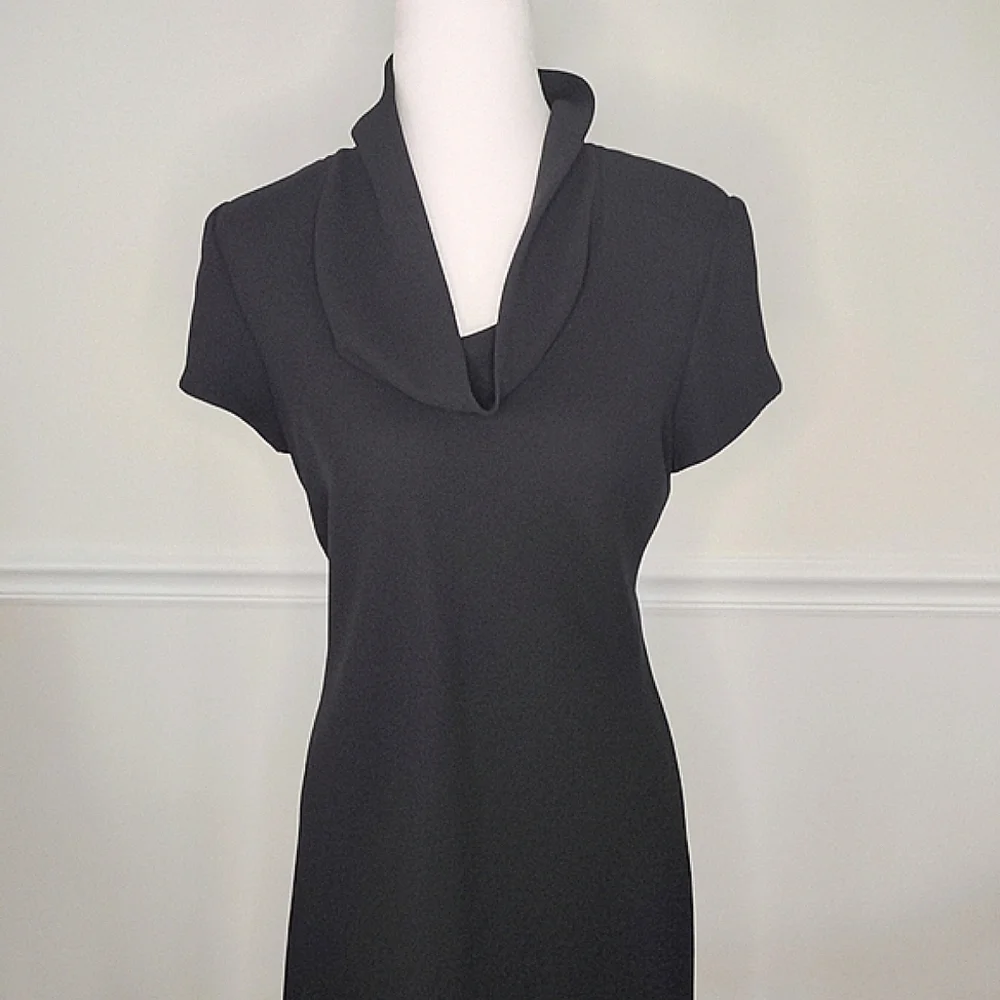 Vintage S.L. Fashions Black Cap Sleeve Dress Size 8 - Picture 2 of 9